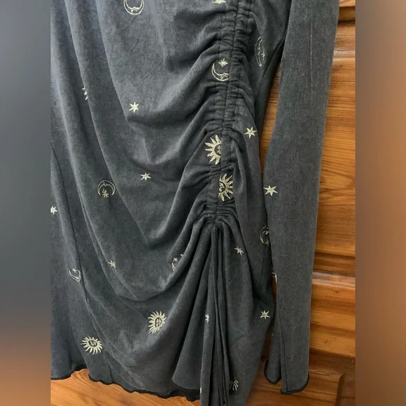 ASOS long sleeve mini dress with sun and moon embroidery sz 10 - Picture 7 of 9